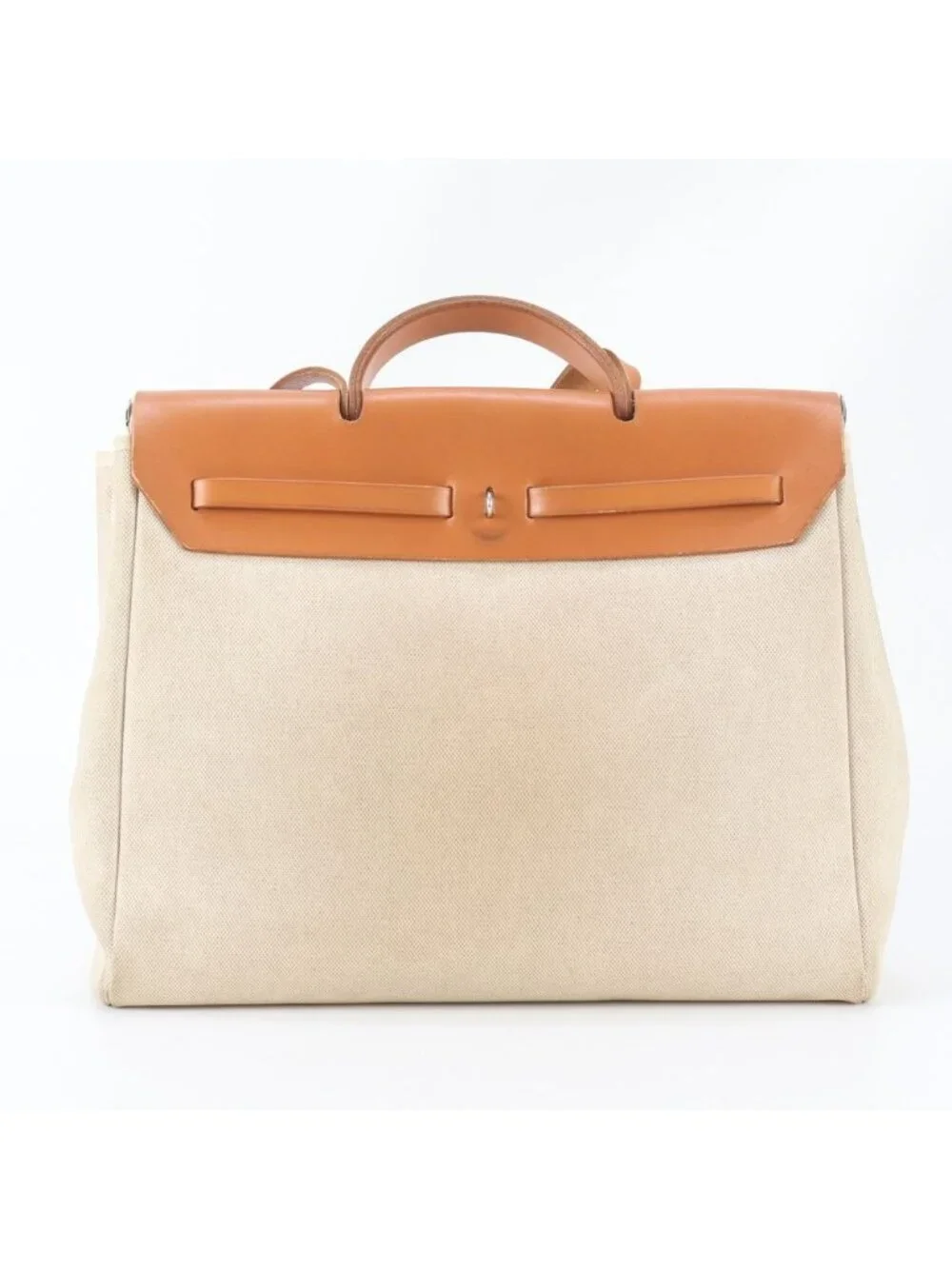 Hermes Herbag MM Leather Toile Ash 2-Way Shoulder Bag Business Tote